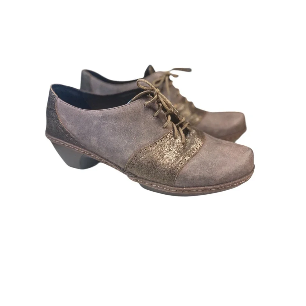 Naot Besalu‎ Women's Gray Metallic Leather Wedge Pump Oxford Shoe EU42/US11-11.5